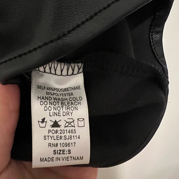 Shinestar Faux Leather Large Front Pockets Zip Up Jacket Small - Picture 4 of 5